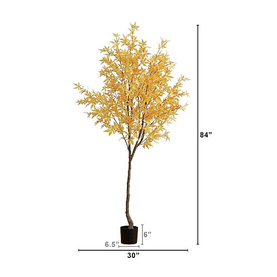 Nearly Natural 7ft Yellow Autumn Maple Indoor Artificial Tree