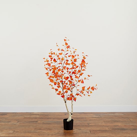Nearly Natural 5ft Autumn Birch Indoor Artificial Tree