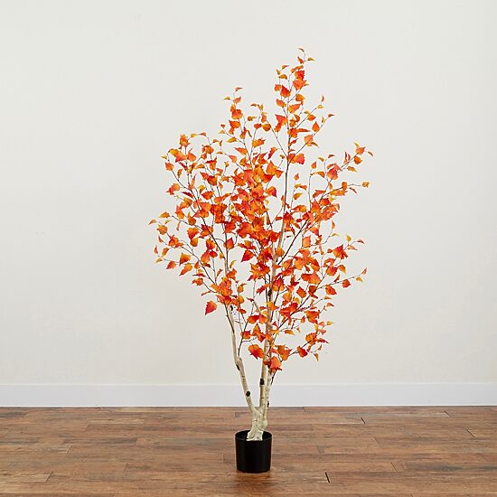 Nearly Natural 6ft Autumn Birch Indoor Artificial Tree