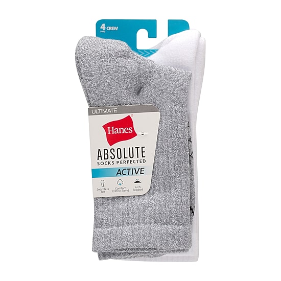 Hanes Ultimate Absolute Womens 4 Pair Crew Socks