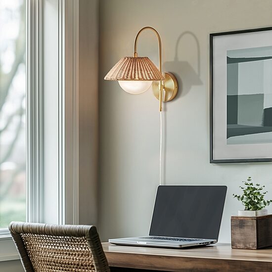 INK+IVY Laguna Rattan Weave Wall Sconce