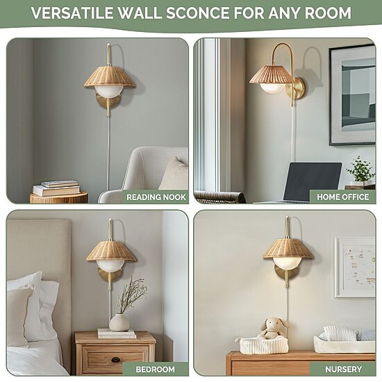 INK+IVY Laguna Rattan Weave Wall Sconce