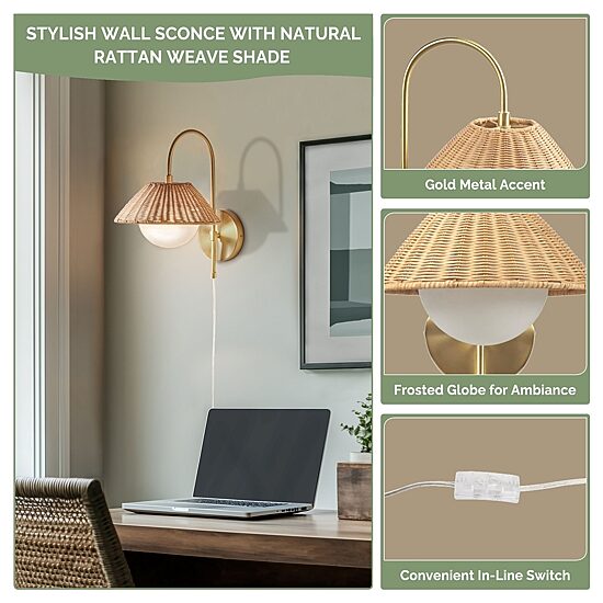 INK+IVY Laguna Rattan Weave Wall Sconce