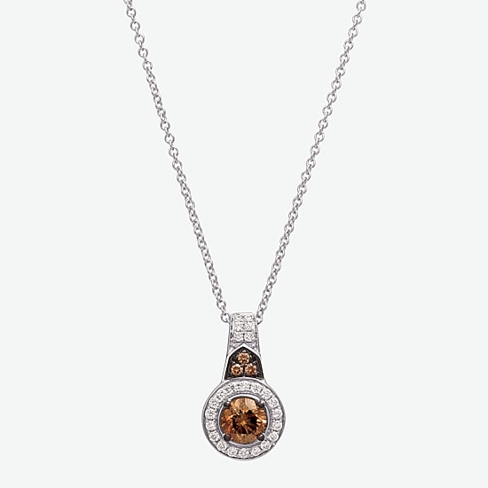 Le Vian Grand Sample Sale Le Vian Grand Sample Sale Limited Quantities! Womens 5/8 CT. T.W. Natural Champagne Diamond 14K Gold Round 18 Inch Pendant Necklace