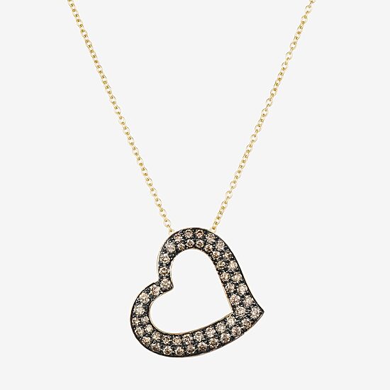 Le Vian Grand Sample Sale Le Vian Grand Sample Sale Limited Quantities! Womens 3/4 CT. T.W. Natural Champagne Diamond 14K Gold Heart 18 Inch Pendant Necklace