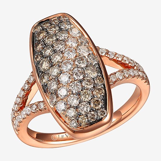 Le Vian Grand Sample Sale Le Vian Grand Sample Sale Limited Quantities! Womens 1 1/6 CT. T.W.  Natural Champagne Diamond 14K Gold Oblong Side Stone Cocktail Ring