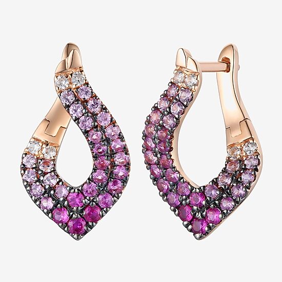 Le Vian Grand Sample Sale Le Vian Grand Sample Sale Limited Quantities! Womens Genuine Pink Sapphire 14K Gold 22mm Hoop Earrings