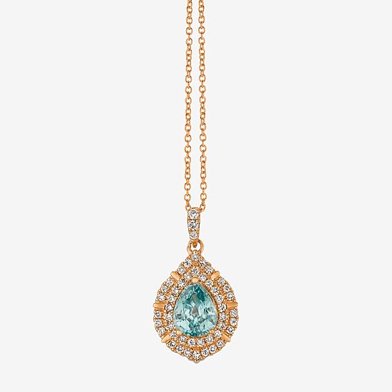 Le Vian Grand Sample Sale Le Vian Grand Sample Sale Limited Quantities! Womens 1/4 CT. T.W. Genuine Blue Zircon 14K Gold Pear 18 Inch Pendant Necklace