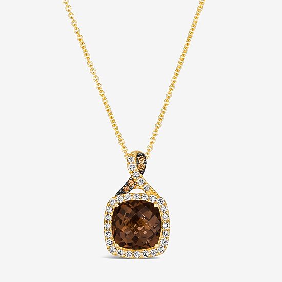 Le Vian Grand Sample Sale Le Vian Grand Sample Sale Limited Quantities! Womens 1/5 CT. Genuine Brown Quartz 14K Gold Cushion 19 Inch Pendant Necklace