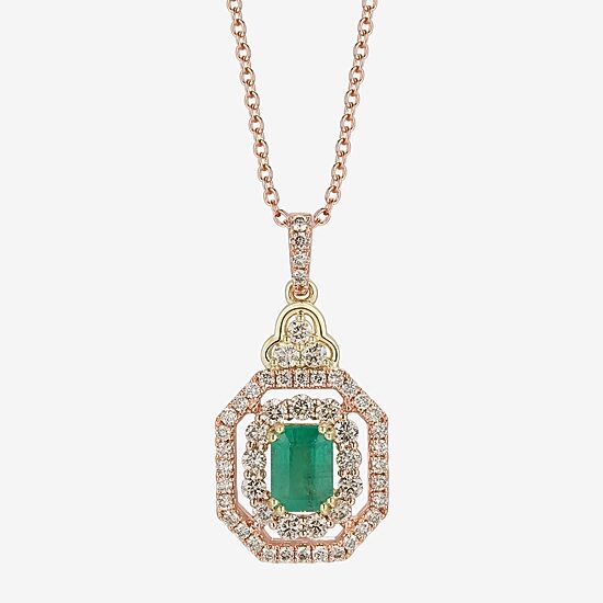 Le Vian Grand Sample Sale Le Vian Grand Sample Sale Limited Quantities! Womens 7/8 CT. T.W. Genuine Green Emerald 14K Two Tone Gold 20 Inch Pendant Necklace