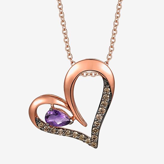 Le Vian Grand Sample Sale Le Vian Grand Sample Sale Limited Quantities! Womens 1/4 CT. T.W. Genuine Purple Amethyst 14K Gold Heart 18 Inch Pendant Necklace