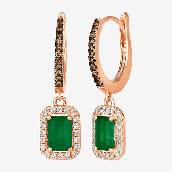 Le Vian Grand Sample Sale Le Vian Grand Sample Sale Limited Quantities! Womens 1/3 CT. T.W. Genuine Green Emerald 14K Gold Drop Earrings