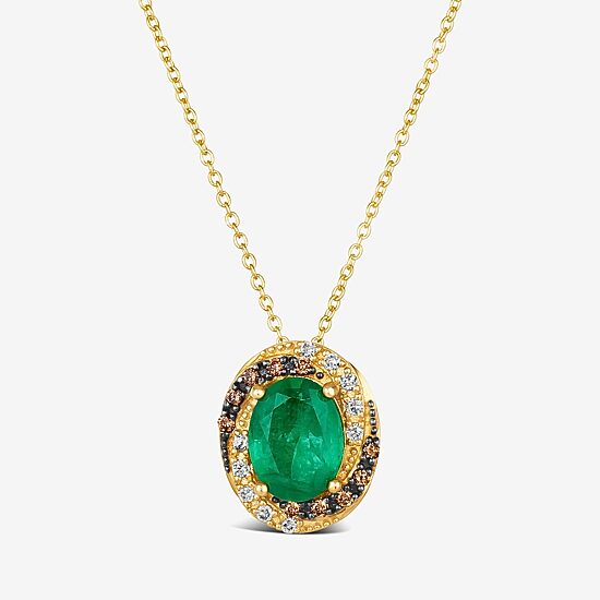 Le Vian Grand Sample Sale Le Vian Grand Sample Sale Limited Quantities! Womens 1/6 CT. T.W. Genuine Green Emerald 14K Gold Oval 18 Inch Pendant Necklace