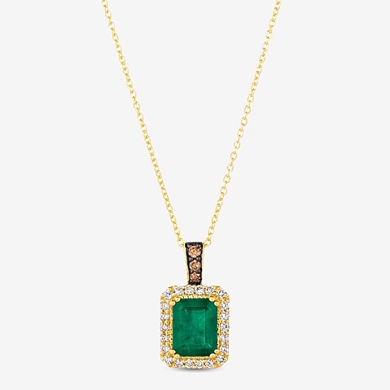 Le Vian Grand Sample Sale Le Vian Grand Sample Sale Limited Quantities! Womens 1/4 CT. T.W. Genuine Green Emerald 14K Gold 18 Inch Pendant Necklace
