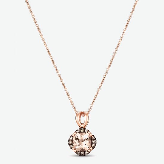 Le Vian Grand Sample Sale Le Vian Grand Sample Sale Limited Quantities! Womens 1/10 CT. T.W. Genuine Pink Morganite 14K Gold Cushion 18 Inch Pendant Necklace