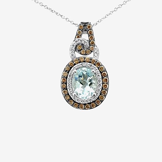Le Vian Grand Sample Sale Le Vian Grand Sample Sale Limited Quantities! Womens 3/4 CT. T.W. Genuine Blue Aquamarine 14K Gold Oval 18 Inch Pendant Necklace