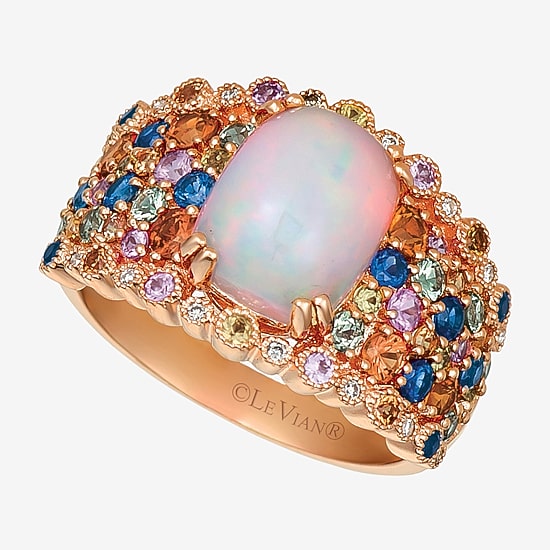 Le Vian Grand Sample Sale Le Vian Grand Sample Sale Limited Quantities! Womens Diamond Accent Genuine White Opal 14K Gold Cluster Cocktail Ring