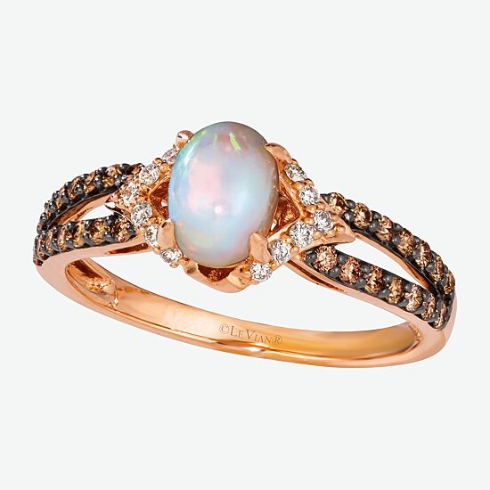 Le Vian Grand Sample Sale Le Vian Grand Sample Sale Limited Quantities! Womens 1/3 CT. T.W. Genuine White Opal 14K Gold Oval Side Stone Cocktail Ring