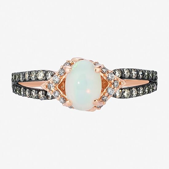 Le Vian Grand Sample Sale Le Vian Grand Sample Sale Limited Quantities! Womens 1/3 CT. T.W. Genuine White Opal 14K Gold Oval Side Stone Cocktail Ring