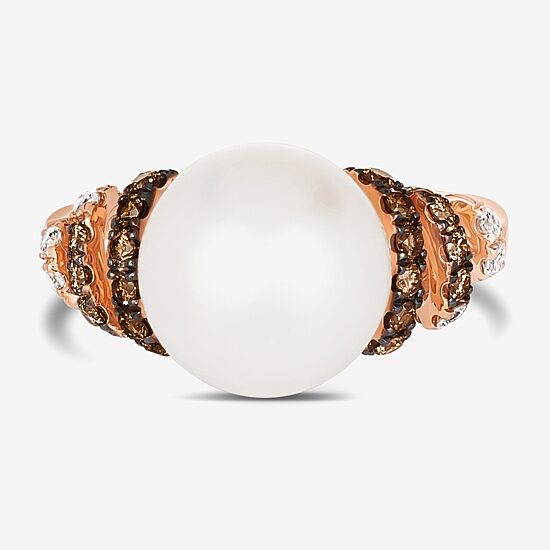 Le Vian Grand Sample Sale Le Vian Grand Sample Sale Limited Quantities! Womens 1/2 CT. T.W. 11.5MM Genuine White Cultured Freshwater Pearl 14K Gold Round Side Stone Cocktail Ring