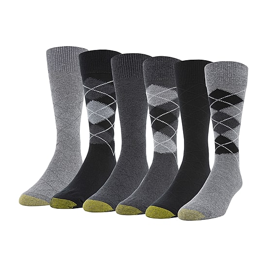Gold Toe Campbell Mens 6 Pair Big and Tall Crew Socks
