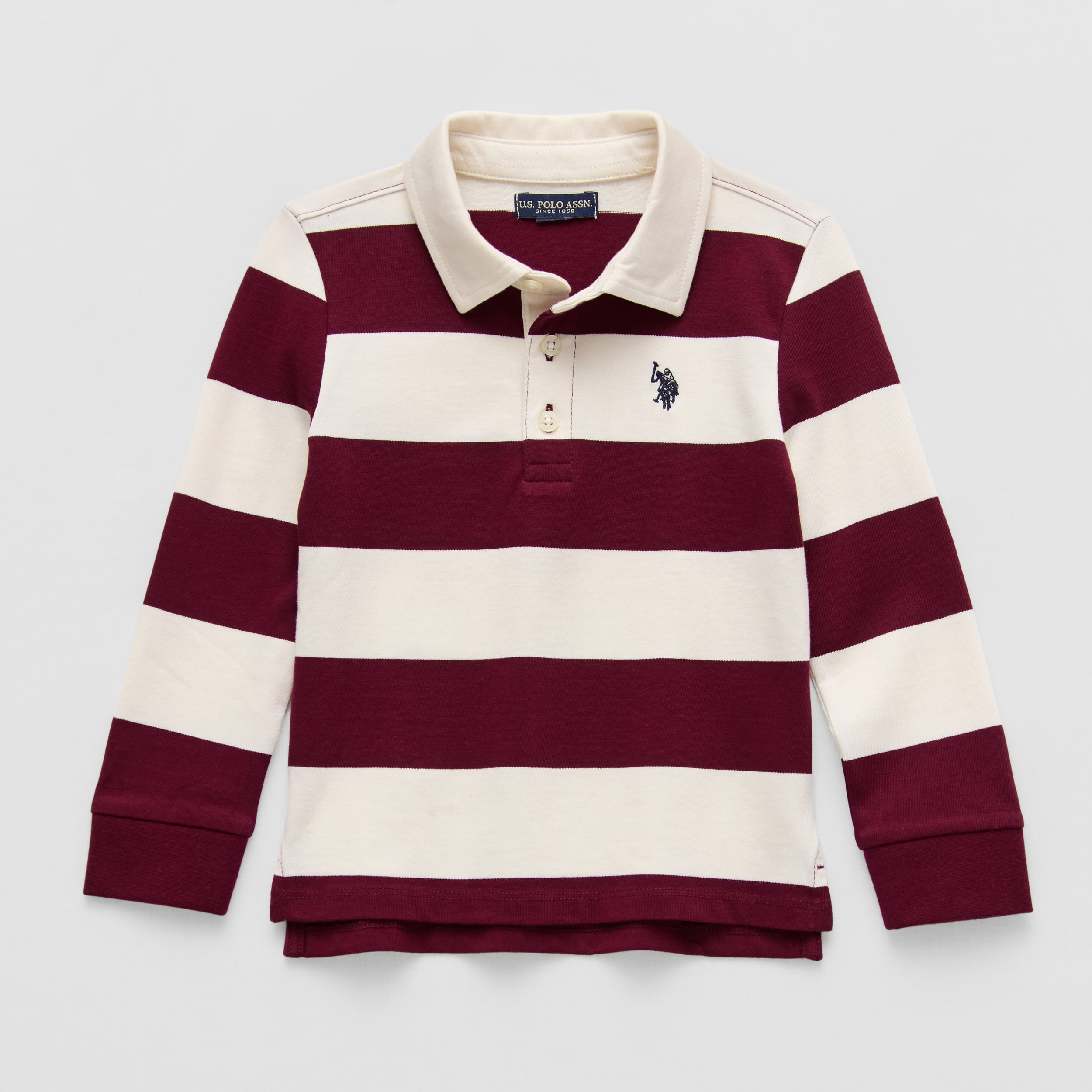 U.S. Polo Assn. Toddler Boys Y Neck Long Sleeve Regular Fit Embroidered Shirt