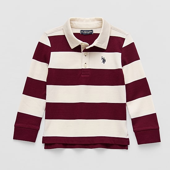 U.S. Polo Assn. Toddler Boys Y Neck Long Sleeve Regular Fit Embroidered Polo Shirt