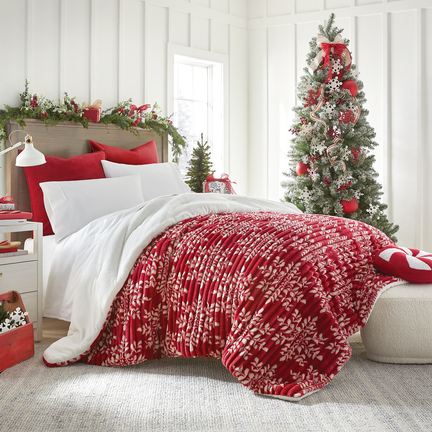 North Pole Trading Co. Plush Snowflake Faux Mink To Faux Sherpa Comforter