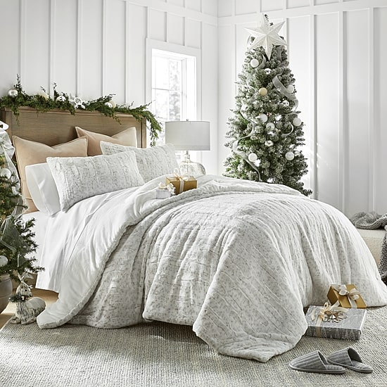 North Pole Trading Co. Faux Fur Snow Leopard Comforter