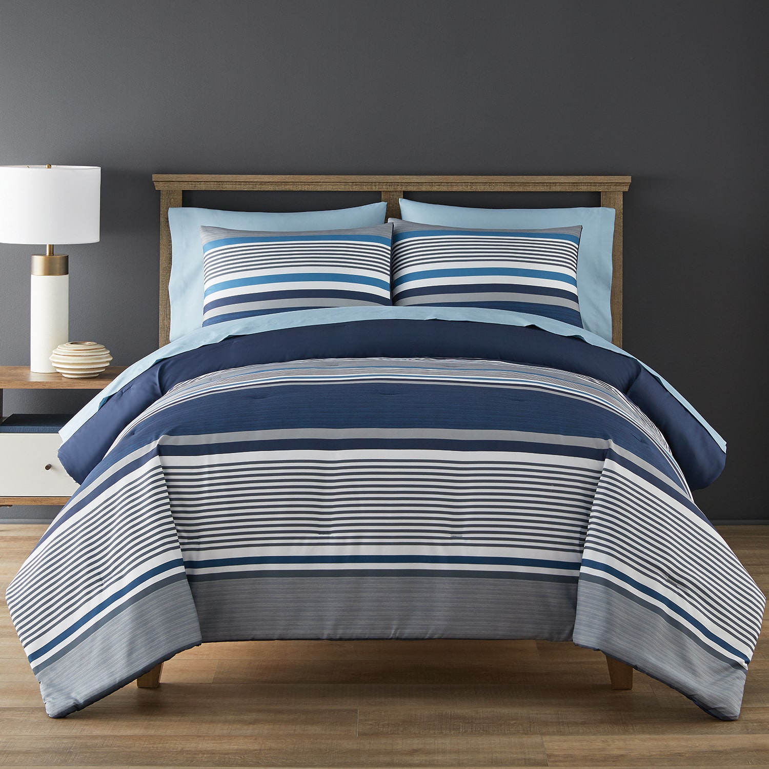 Home Expressions Morgan Stripe Complete Bedding Set with Sheets