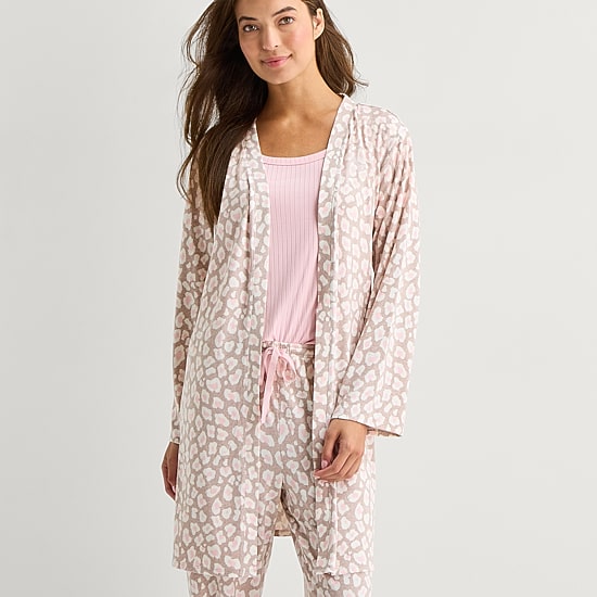 Sleep Chic Womens Knee Length Long Sleeve Robe