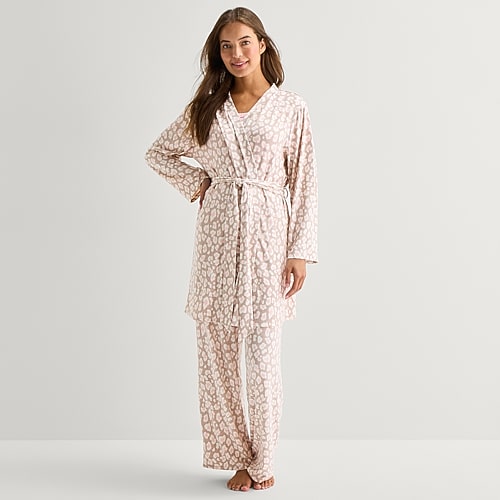 Sleep Chic Womens Long Sleeve Knee Length Robe In Gray