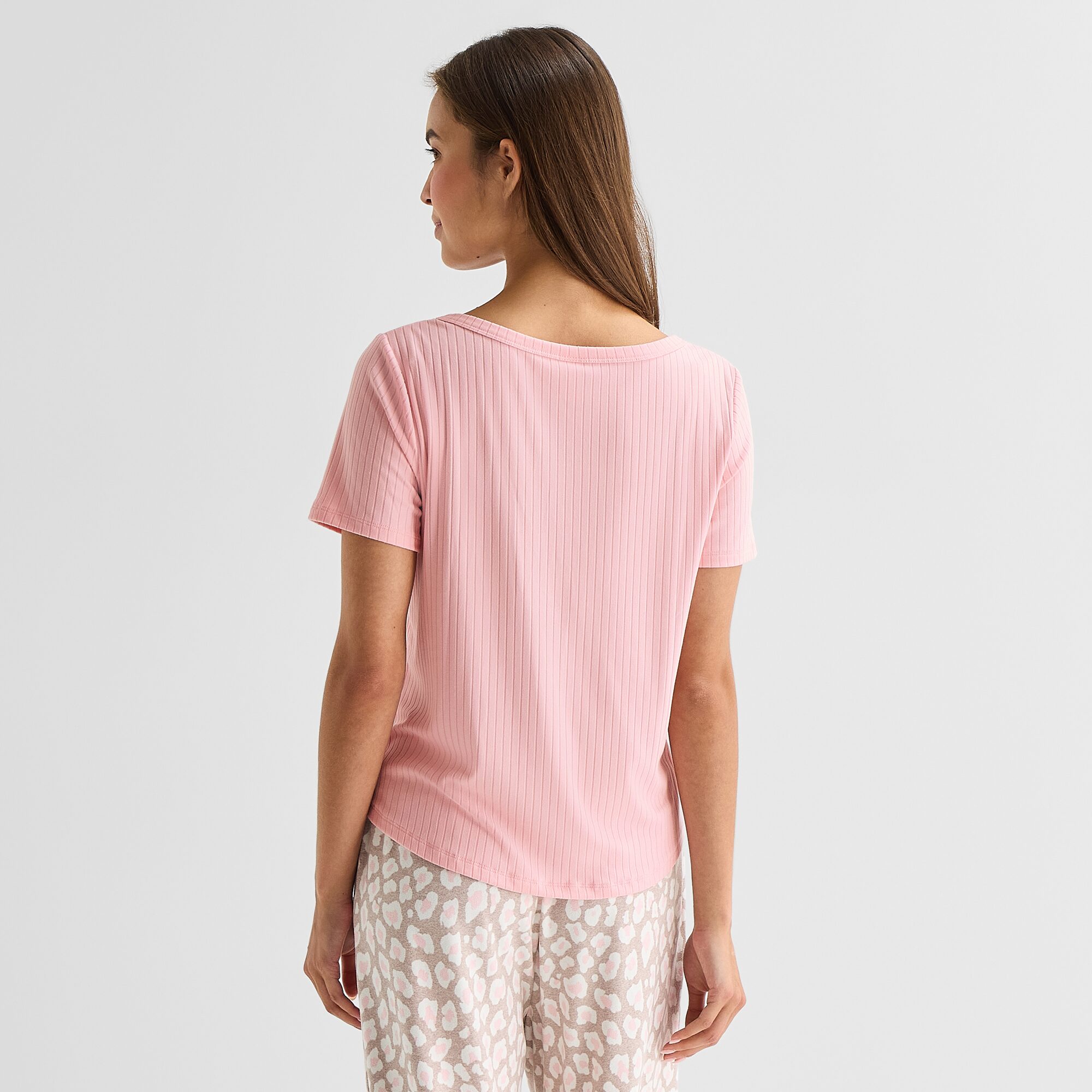 Sleep Chic Womens Flannel Crew Neck Short Sleeve Pajama Top