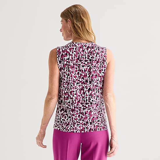 Black Label by Evan-Picone Womens Keyhole Neck Sleeveless Blouse