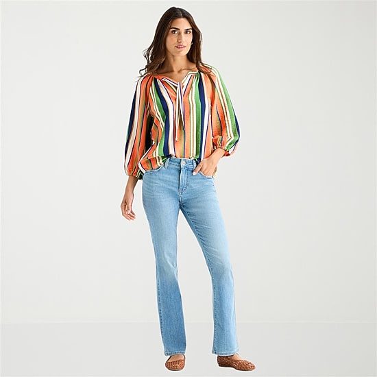 St. John's Bay Womens Tall Split Tie Neck 3/4 Sleeve Blouse