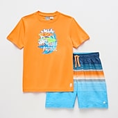 ZeroXposur Big Kid Boys Uv Protection Striped 2-pc. Rash Guard Set