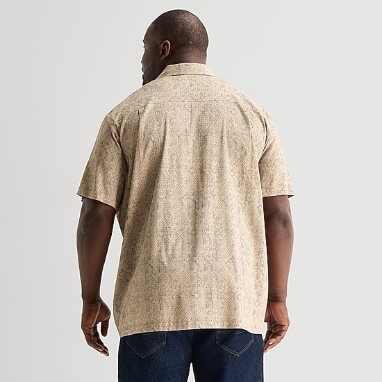 Shaquille O'Neal XLG™ Mens Short Sleeve Regular Fit Big and Tall Button-Down Shirt