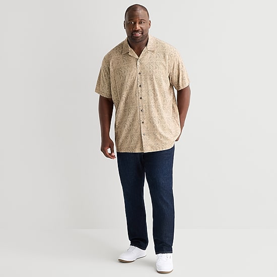 Shaquille O'Neal XLG™ Mens Short Sleeve Regular Fit Big and Tall Button-Down Shirt