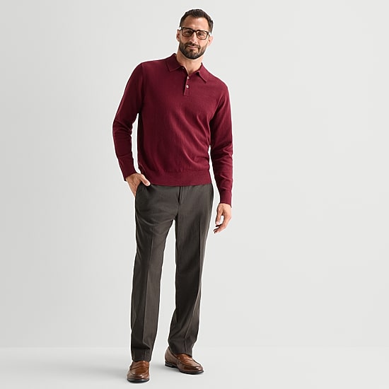 Stafford Mens Long Sleeve Polo Sweater