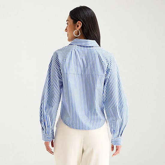 Worthington Womens Long Sleeve Button Front Blouse