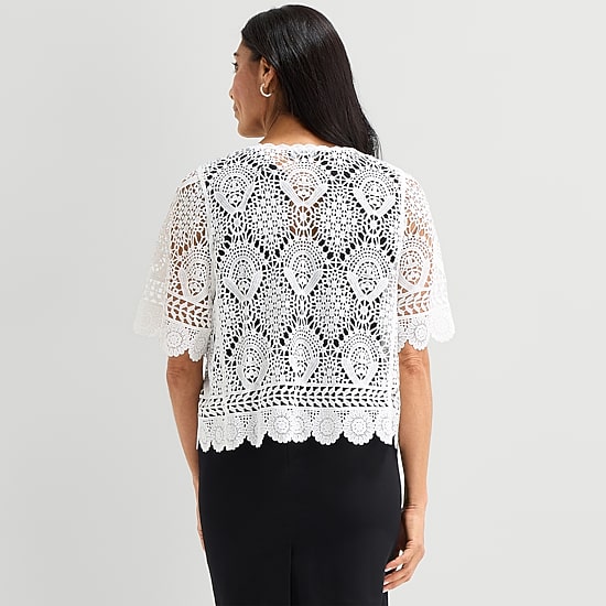 Perceptions Womens Jewel Neck Short Sleeve Shrug