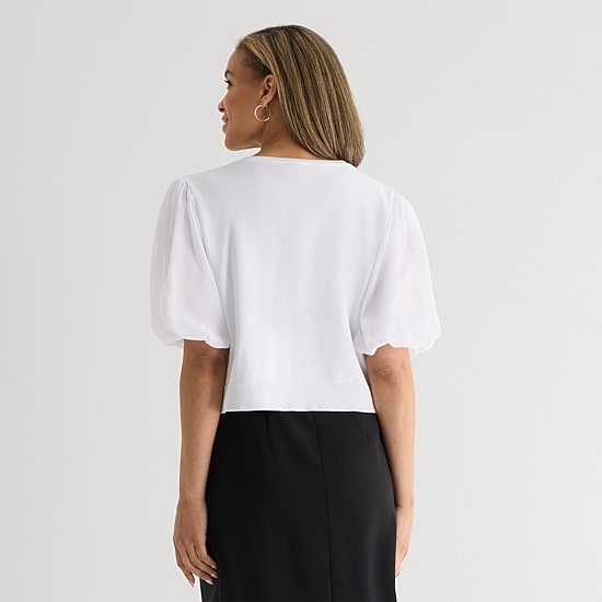 Perceptions Womens Jewel Neck Short Sleeve Shrug