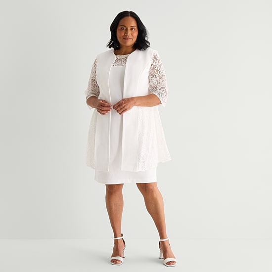 Maya Brooke Womens Plus Jacket Dress