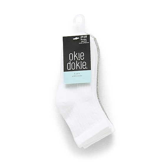 Okie Dokie Toddler Unisex Multi-Pack 6 Pair Quarter Ankle Socks