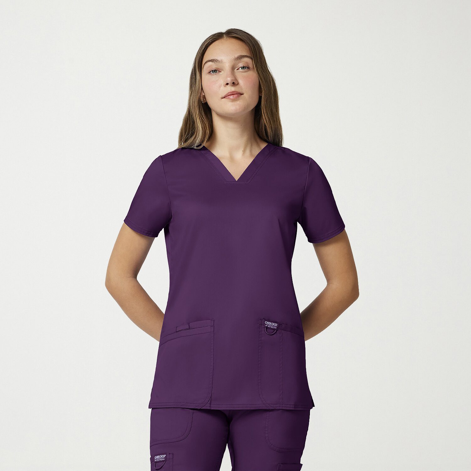 Cherokee Ck Ww Revolution Womens V Neck Short Sleeve Scrub Top