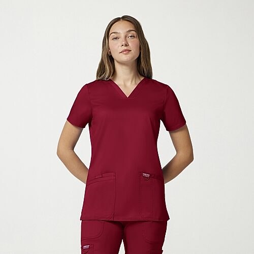 Cherokee Ck Ww Revolution Womens V Neck Short Sleeve Scrub Top, X-small, Red