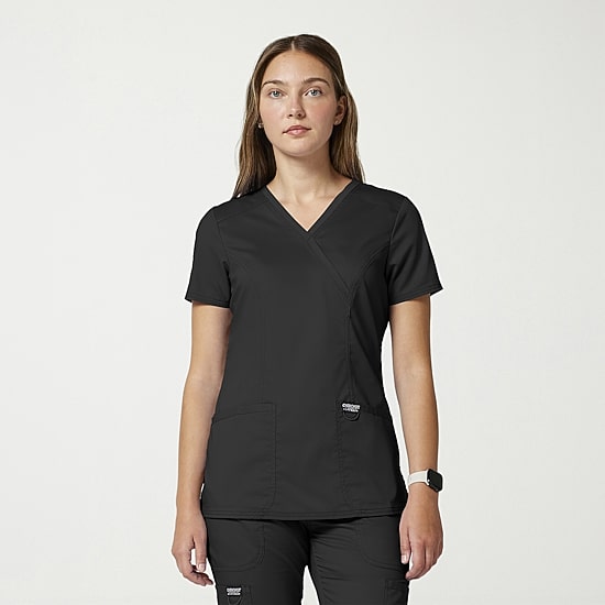 Cherokee Ck Ww Revolution Womens Mock Neck Short Sleeve Scrub Top