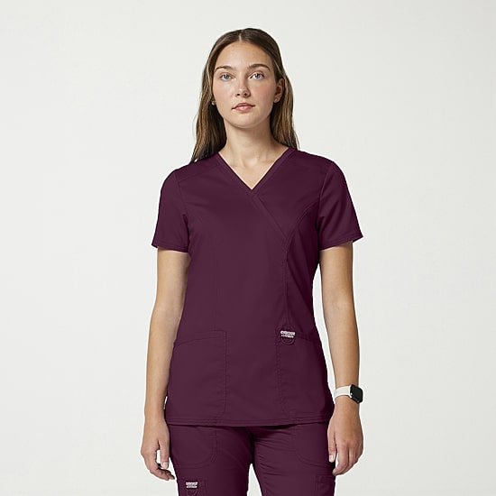 Cherokee Ck Ww Revolution Womens Mock Neck Short Sleeve Scrub Top