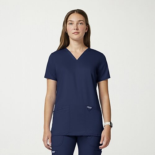 Cherokee Ck Ww Revolution Womens V Neck Short Sleeve Scrub Top, Xx-small, Blue