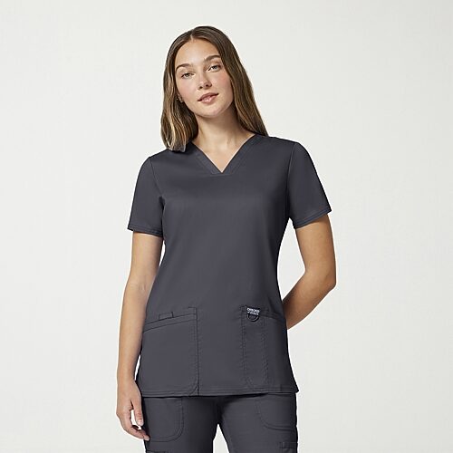 Cherokee Ck Ww Revolution Womens V Neck Short Sleeve Scrub Top, Small, Gray